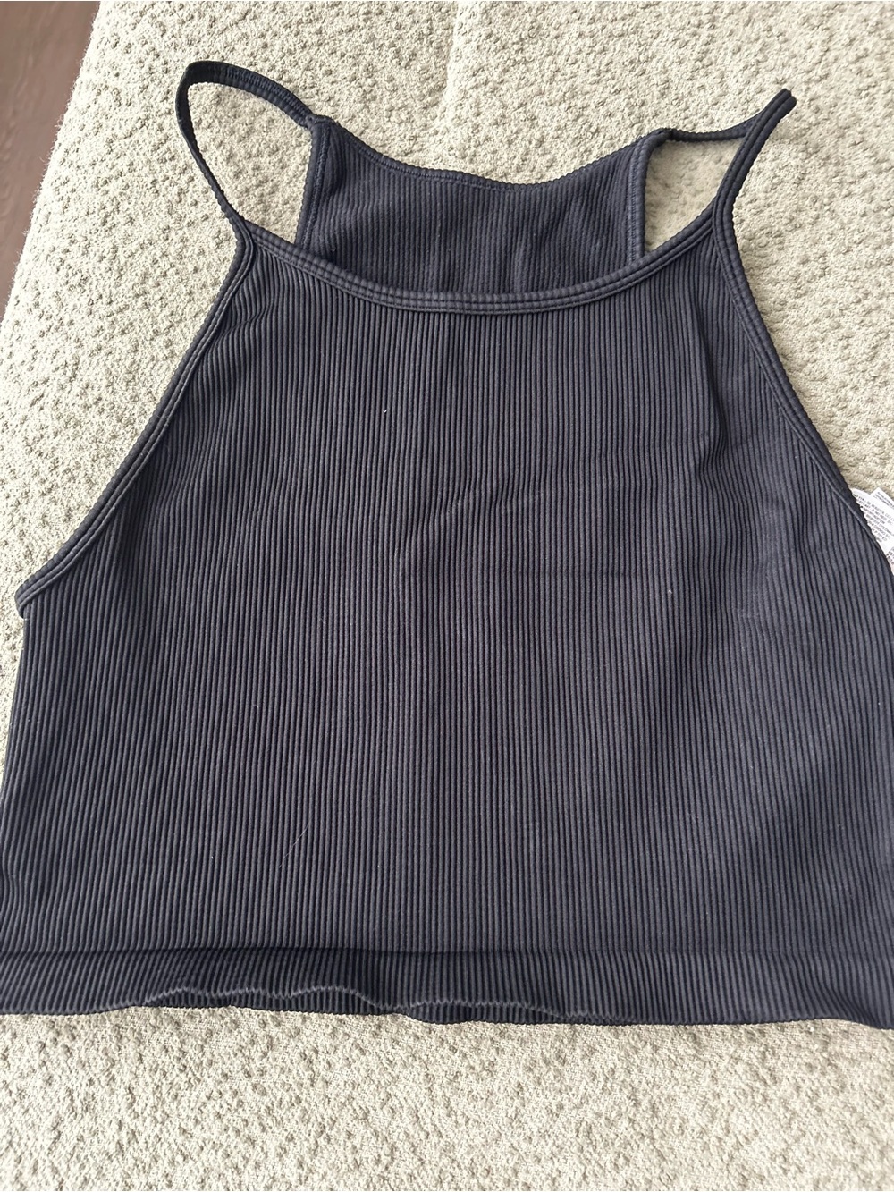 GAP Black Ribbed Halter Crop Tank